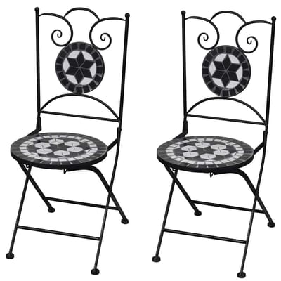 vidaXL - Opklapbare - stoelen, - 2 - stuks, - keramisch, - zwart - en - wit