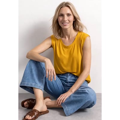 Shirt met afhangende schouders en elastische zoom