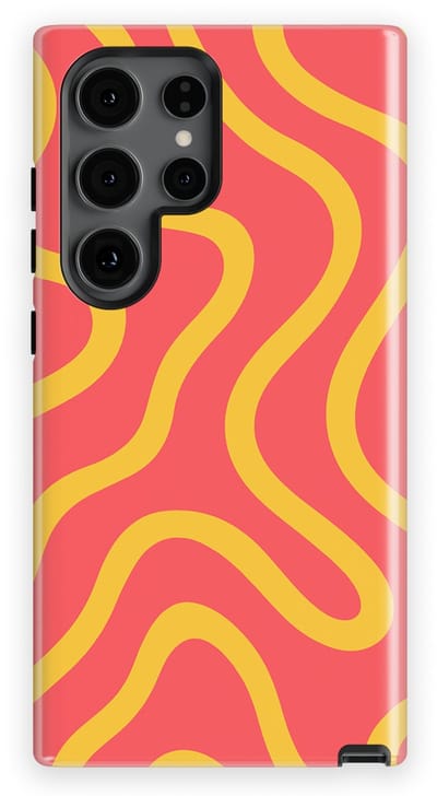 DripCase Curvy Lines Hoesje Samsung Galaxy S24 Ultra | Backcover met Mag | Design Tough Case Samsung Galaxy S24 Ultra Sunburst Drift