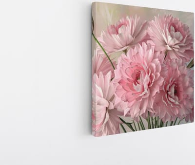Saammp Canvas Schilderij - Roze - Bos Bloemen - Abstract - Natuur - 20x20 - Foto op canvas - Wanddecoratie - Muurdecoratie Woonkamer - Kantoor Decoratie
