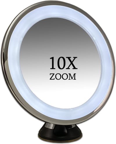 Zuignap Spiegel Zwart (of Wit) LED 10x (of 7x) vergroting verlichte make up spiegel Ø17cm | Badkamer Spiegel