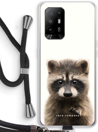 Case Company® - Hoesje met koord geschikt voor Oppo A94 5G hoesje met Koord - Rocco - Telefoonhoesje met Zwart Koord - Bescherming aan alle Kanten en Over de Schermrand
