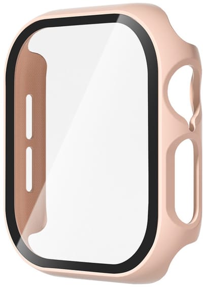 Screenprotector case - geschikt voor Apple Watch 10 / 11 42mm - full cover - hoesje - gehard glas - 42 mm - volledige bescherming - roze