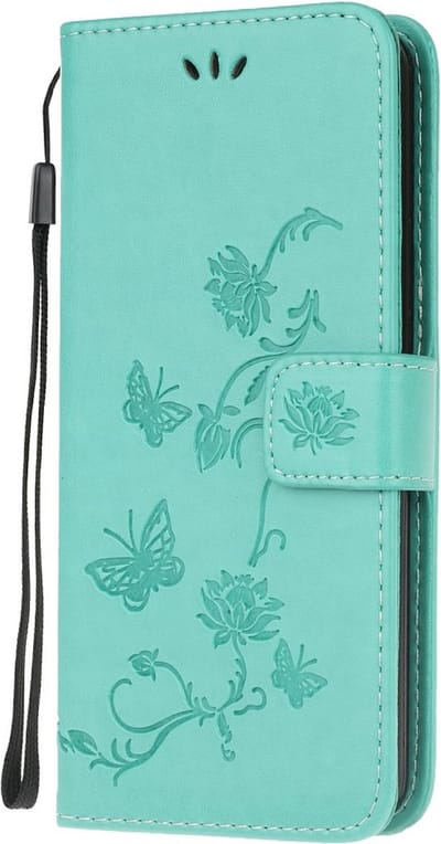Coverup Hoesje - Geschikt voor Motorola Moto G10 / G20 / G30 Hoesje - Coverup Bloemen & Vlinders Book Case - Mintgroen