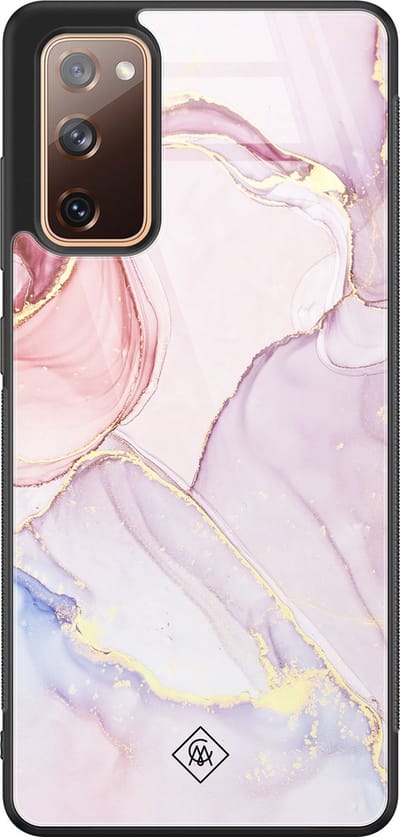 Casimoda® hoesje - Geschikt voor Samsung Galaxy S20 FE - Marmer roze paars - Luxe Hard Case Zwart - Backcover telefoonhoesje - Roze