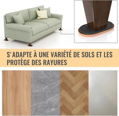 Ovale meubelglides 240 x 146 mm - 8 stuks - voor houten vloeren en tapijt - herbruikbaar