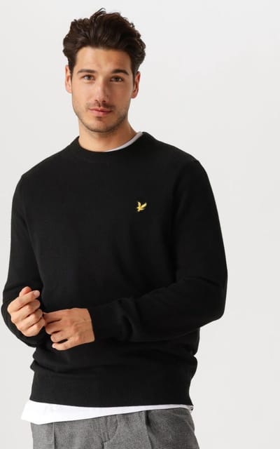 Lyle & Scott Lambswool Blend Crew Neck Jumper Truien & Vesten Heren - Sweater - Hoodie - Vest- Zwart - Maat XS
