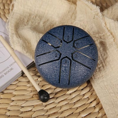 Mini 3 Inch 6 Toons Stalen Tong Trommel Mini Hand Pan Trommels Drumstokken Muziek Tamboerijn Trommel Kinder Muziekspeelgoed black