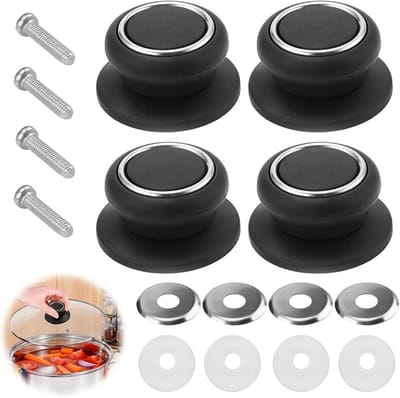 4 stuks vervanging voor pannendeksels - hittebestendige dekselknop - bakeliet - deksel - handgrepen - pannendeksel - potdekselgreep - bakeliet - glas - deksel - greep - knop met schroef voor langzame kookpannen