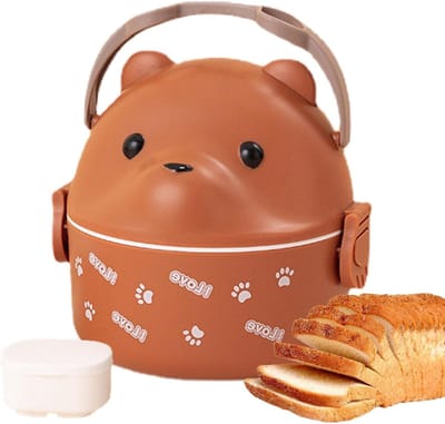 Lunchbox Beer - Isolatie Tas - Eten Meenemen - Schattig Berenontwerp - 15.6x15.1x15.6 cm - Koffie