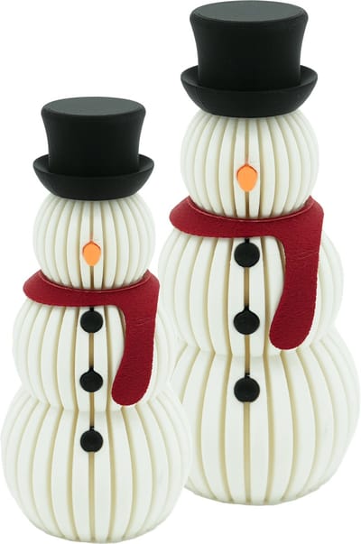 Sneeuwpop set beeld – Decoratief object – Zijde Rood – 3d geprinte object – Winter woondecoratie – 14CM & 20CM