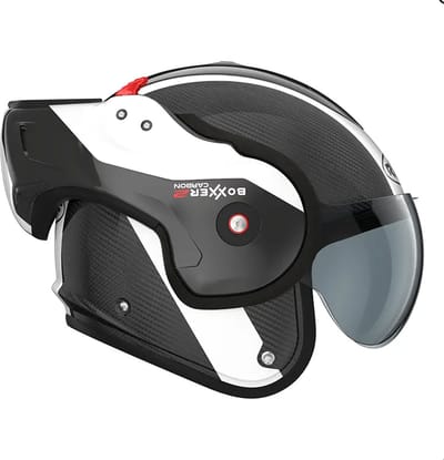 Roof RO9 Boxxer 2 Carbon Wonder Pearl White - Systeemhelm - Maat S - Boxer helm - Motorhelm - ECE 22-06 gekeurd