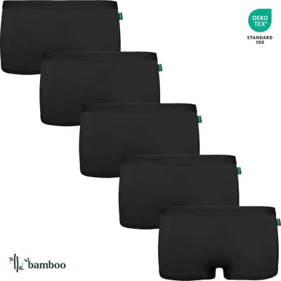 Gianvaglia Gaubert 5-pak bamboe shorts dames - Bamboe onderbroeken dames - Multipack boxershorts dames - Zwart / L/XL