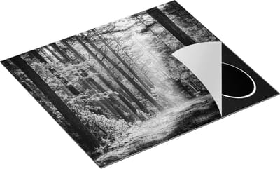 Chefcare Inductie Beschermer Herfstbos met Zonneschijn - Kleur - Zwart Wit - 60x50 cm - Afdekplaat Inductie - Kookplaat Beschermer - Inductie Mat