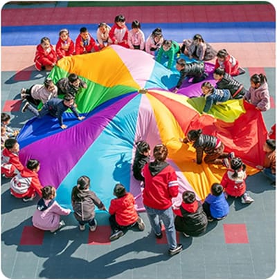Speel Parachute - Team Spel - Buitenspelen Stimuleren - Kleurrijk Ontwerp - 2-12 Meter - Regenboog