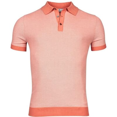 Thomas Maine Polo Pullover 2-Tone Jacquard Knit Coral / male