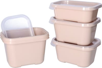 Juypal Vershoudbakjes nestbaar - 5 delig - BPA vrij - meal prep - 5x diverse maten- Beige - luchtdicht - herbruikbaar