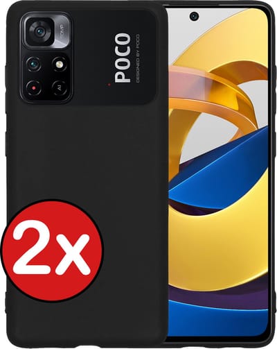 Hoesje - 2 Stuks - Geschikt voor Xiaomi Poco M4 Pro 5G - Sterk & Shockproof - Telefoonhoes - Back Cover - Case Siliconen - Telefoon Hoes - Zwart