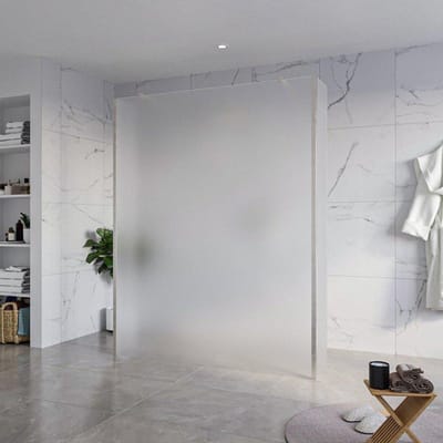 FugaFlow Eccelente Vetro Vrijstaande inloopdouche badkamer - 160x200cm - Glas mat - antikalk - 8mm veiligheidsglas - 2 zijwanden 40cm - met wandarmen en hoekprofielen - RVS geborsteld -