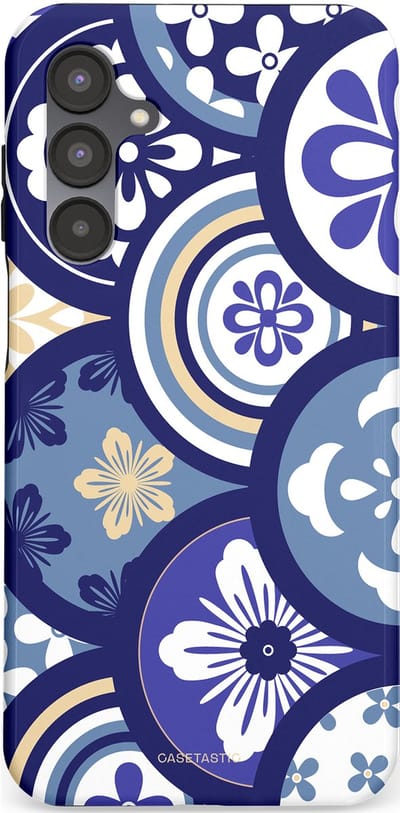 Casetastic Hoesje Geschikt voor Samsung A16 - Stijlvolle Beschermende Duo-layer Case - Blauwe bloemen Talavera Maiolica Patroon