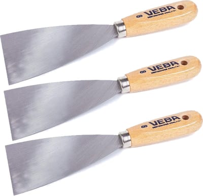 3x Veba Plamuurmes 8cm Houten Handvat  - Voordeelverpakking