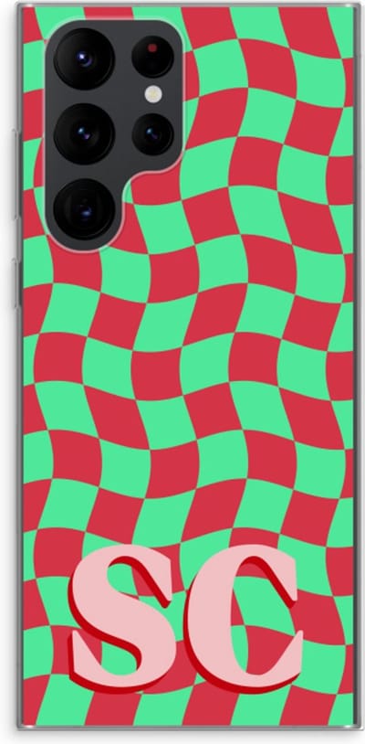 Gepersonaliseerd - Case Company® - Hoesje geschikt voor Samsung Galaxy S22 Ultra hoesje - Grid Monogram - Soft Cover Telefoonhoesje - Bescherming aan alle Kanten en Schermrand
