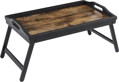 SONGMICS - Laptop Tafel - Bedtafel met Inklapbare Poten - Bamboe - Met Houder voor Telefoon en Tablet