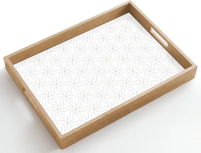 Dienblad hout 50x35 cm - Schootdienblad - Grafisch - Patroon - Modern - Borrelplank rechthoek - Plateau dienbladen