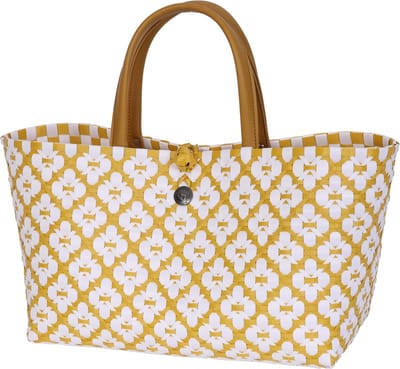 Shopper - Duurzame tas - Boodschappentas - Handtas - Kantoortas - Werktas - Lunchtas - Shopping bag - Handed By Mini Motif - geel & wit - mustard