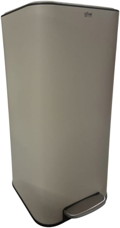 5Five Prullenbak/pedaalemmer Delta - beige - rvs metaal - 30 liter - 35 x 29 x 63 cm - keuken afvalbak - vierkant