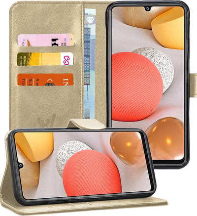 Hoesje geschikt voor Samsung Galaxy A42 - Book Case Kunstleer Pasjeshouder Goud