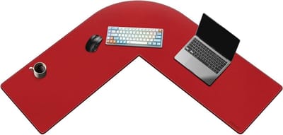 L-vormige bureau onderlegger 220x33 cm hoekbureau schrijfmat PU leer computertafelonderlegger - rood