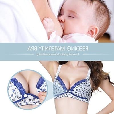 Floral Kanten Open Voorjak met Katoen voor Zwangere Vrouwen, Maat 36/80, Blauw, Comfortabel en Ademend