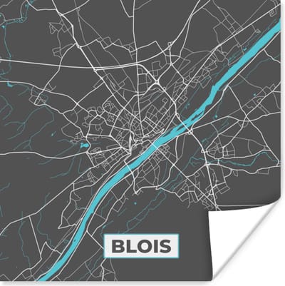 Poster Blois - Frankrijk - Stadskaart - Kaart - Plattegrond - 100x100 cm XXL