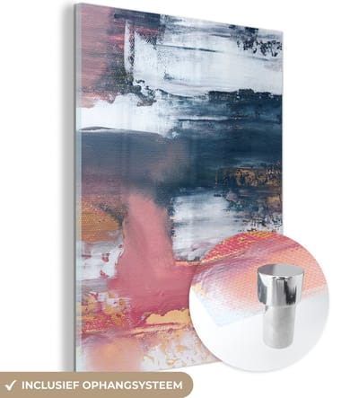 MuchoWow® Glasschilderij 30x40 cm - Schilderij acrylglas - Abstract - Verf - Design - Foto op glas - Schilderijen