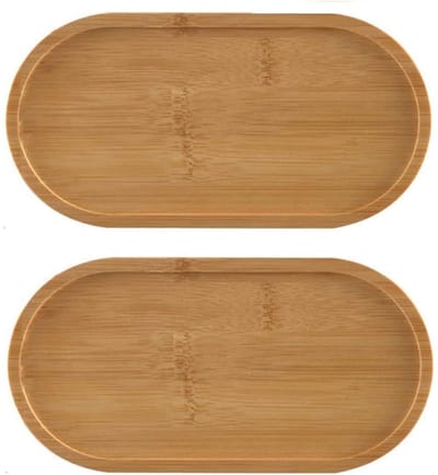 GELLDG 2 Trays – Houten bord – Bamboe onderzetter – Ovale vorm – Geschikt voor keukens, woonaccessoires, plantendisplays en servies