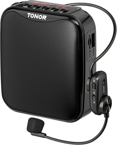 MELVRA Stemversterker - Draadloze Headset Microfoon - 11 Uur Batterijduur - Oplaadbaar - LED Display - Draagbaar PA Systeem - Voor Leraren, Gidsen & Presentaties