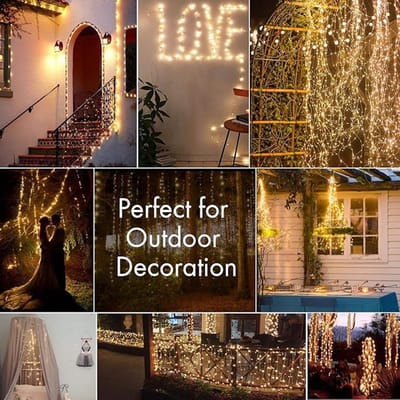 Feestverlichting, 120LED, 2-pack, 12 m, 8 modi, USB-aansluiting, waterdicht Buiten/binnen, koperen lampjesslinger met timer op afstand voor slaapkamer, feest, bruiloft, kerstmis (warm wit)