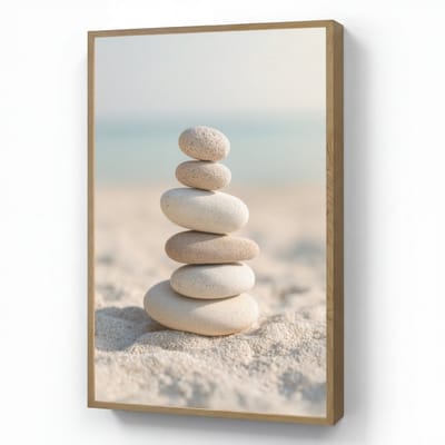Wandlamp 60x90 cm - Oplaadbaar - Stenen - Stapel - Zand - Zee - Wandlampen binnen woonkamer - Slaapkamer lamp - Decoratieve nachtlamp - Vloerlamp draadloos