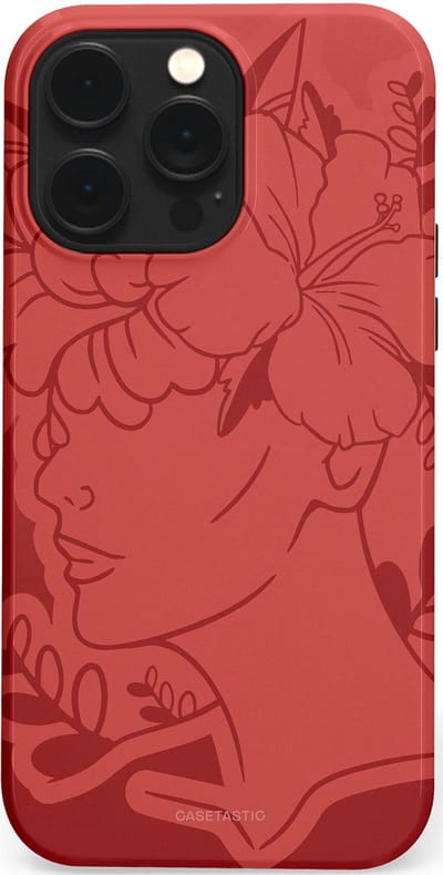 Casetastic hoesje geschikt voor Apple iPhone 14 Pro Max - MagSafe - Dubbellaagse bescherming - Bloemenfluistering - Fashion Case - Koraal Terracotta