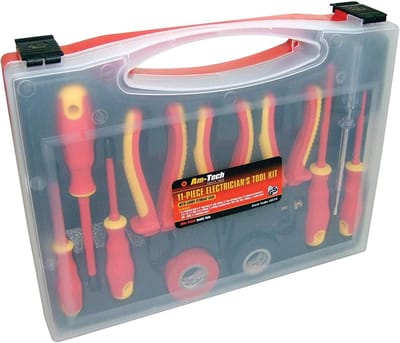 Elektricien Gereedschapset - Geïsoleerd Handgereedschap - Veilig Elektricien Werk - 1000V AC 1500V DC Isolatie - 11 Delen - Rood Geel