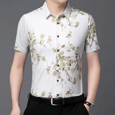 Kortmouw Herenshirt Zomerkleding Middelbare leeftijd IJszijde Bedrukt Dun Los Halfmouw Shirt Heren Bedrukt Vest Top 190/4XL/58 white