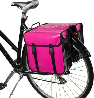 Dubbele Fietstassen - Zijtassen Set - Boodschappen Vervoeren - Waterdicht Tarpaulin Materiaal - 26 Liter - Roze