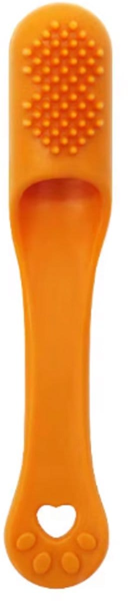 Rieba® Tandenborstel Hond & Kat - Tandenborstel Siliconen - Tanden - Honden - Katten - Tandverzorging - Tand Reinigen - Hondentandenborstel - Mosterd Oranje