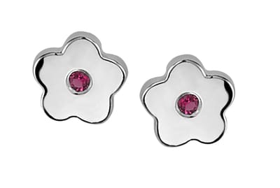 Orphelia Kids Oorbel Flower Red Zirc Sterling Zilver 925