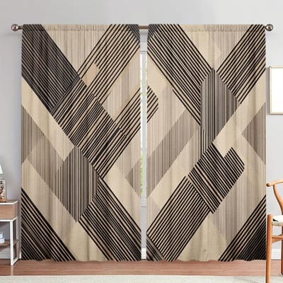 2 stuks Moderne Gordijn met Gedrukte Irreguliere Streepmotieven voor Huisdecoratie - Tunnel voor Stang Raambekleding voor Slaapkamer, Kantoor 52.5cmX116cm X 2pcs gray