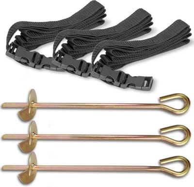 Trampoline Ankers - 3 Stuks met Riemen & Grondpriemen - Viking Choice
