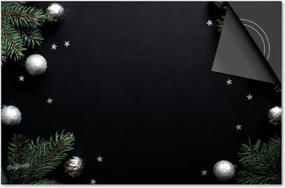 Inductie beschermer 60x60 - afdekplaat inductie mat - Dietrix Kookplaat beschermer - Exclusief - Feestdagen - Zwart met kersttakken en zilver ballen