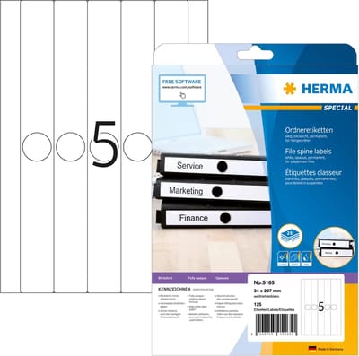 Herma Suspension file labels white 34x297 SuperPrint 125pcs