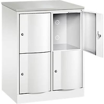 C+P Resisto lockerkast, 2 vakken, 4 legborden, B 772 x D 540 x H 1077 mm, verkeerswit